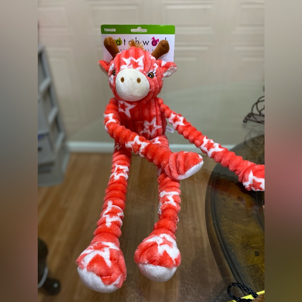 - - Brand New Patchwork Large Tugger Giraffe Dog Toy With Squeaker,